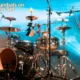 pair of cymbals on a drum set