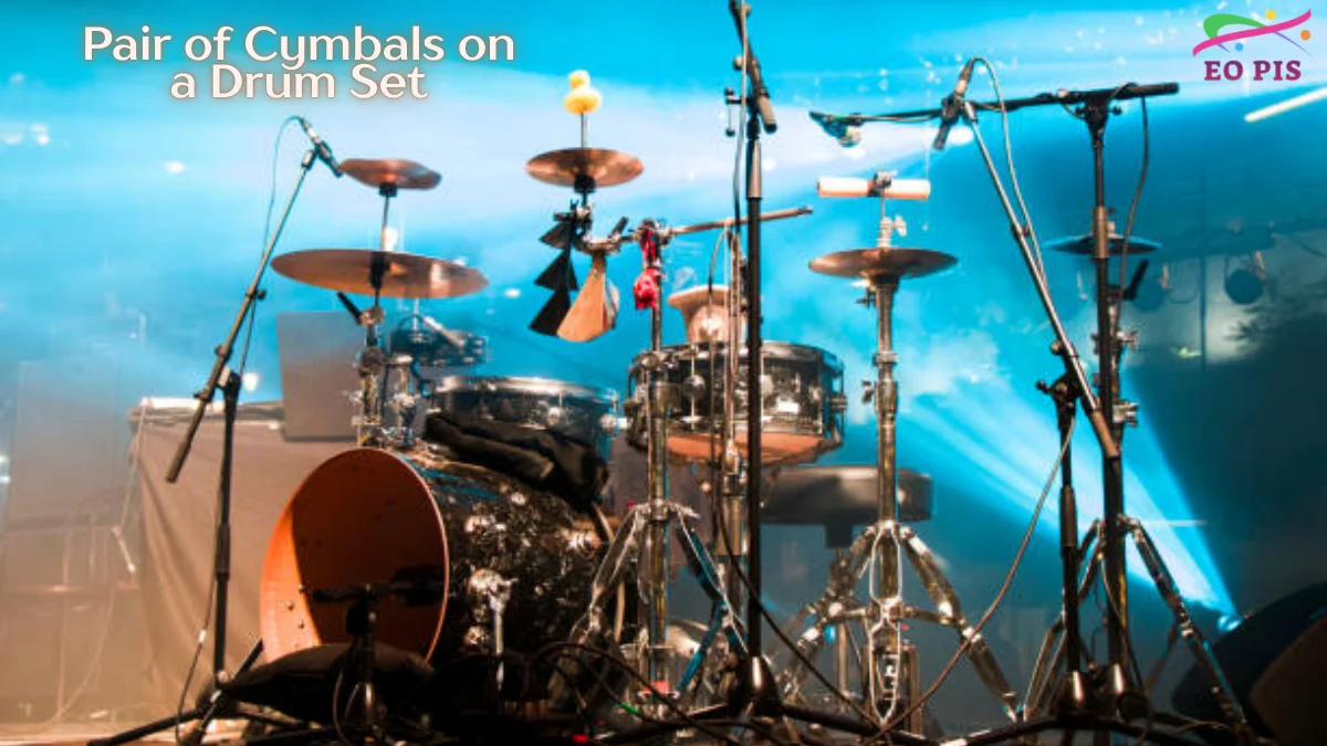 pair of cymbals on a drum set